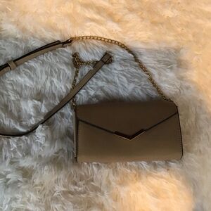 Urban Expression Tan Crossbody Clutch Vegan Leather Gold Chain Divided Pockets